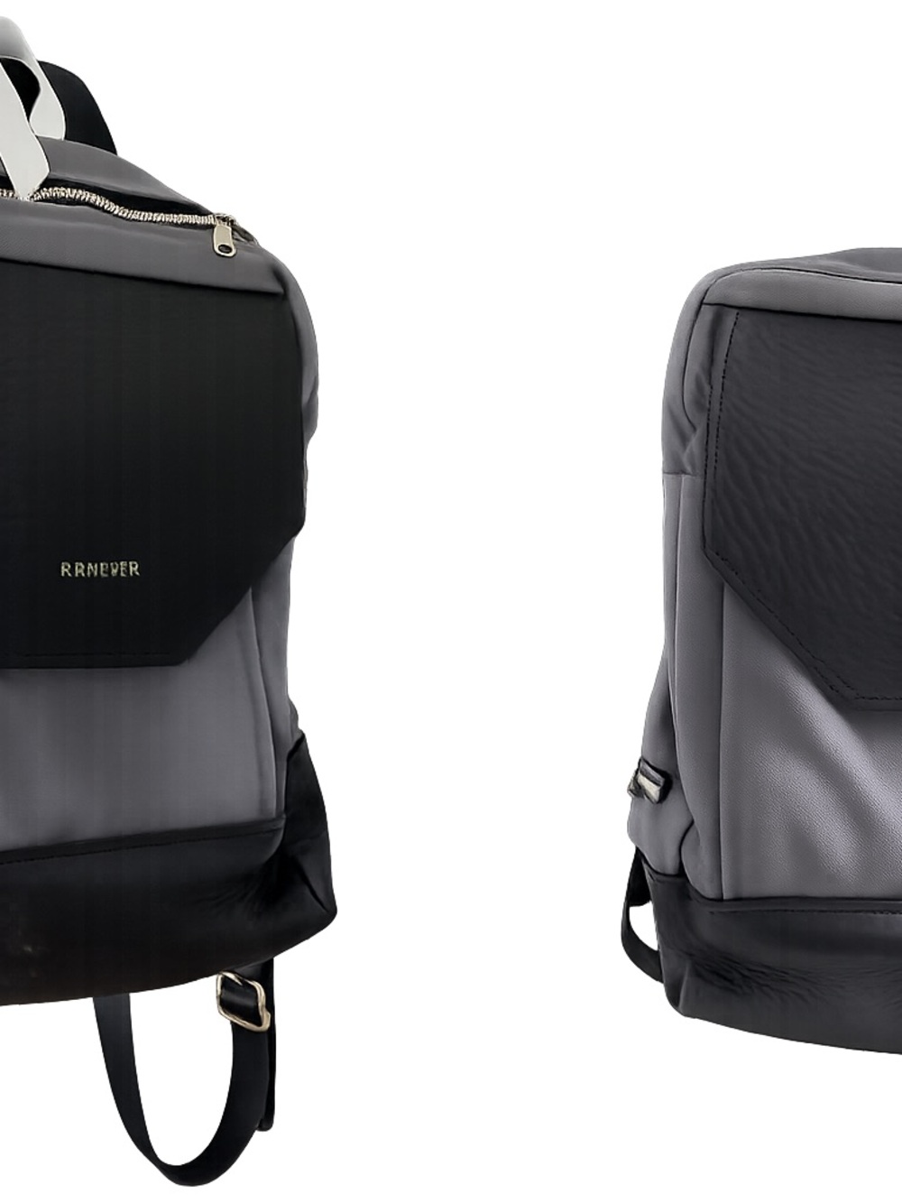 Gray and Black Women's Backpack with Front Flap from R. RIVETER